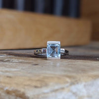 AQUA-SQUARE Geometrisch Aquamarine ring