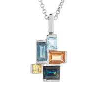 MULTI Geometrisch Pendant - Sapphire and Aquamarine