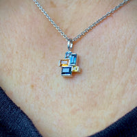 MULTI Geometrisch Pendant - Sapphire and Aquamarine