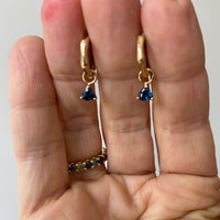 Sapphire Yellow Gold Earrings  (Charm Attachment & Huggie Earring)