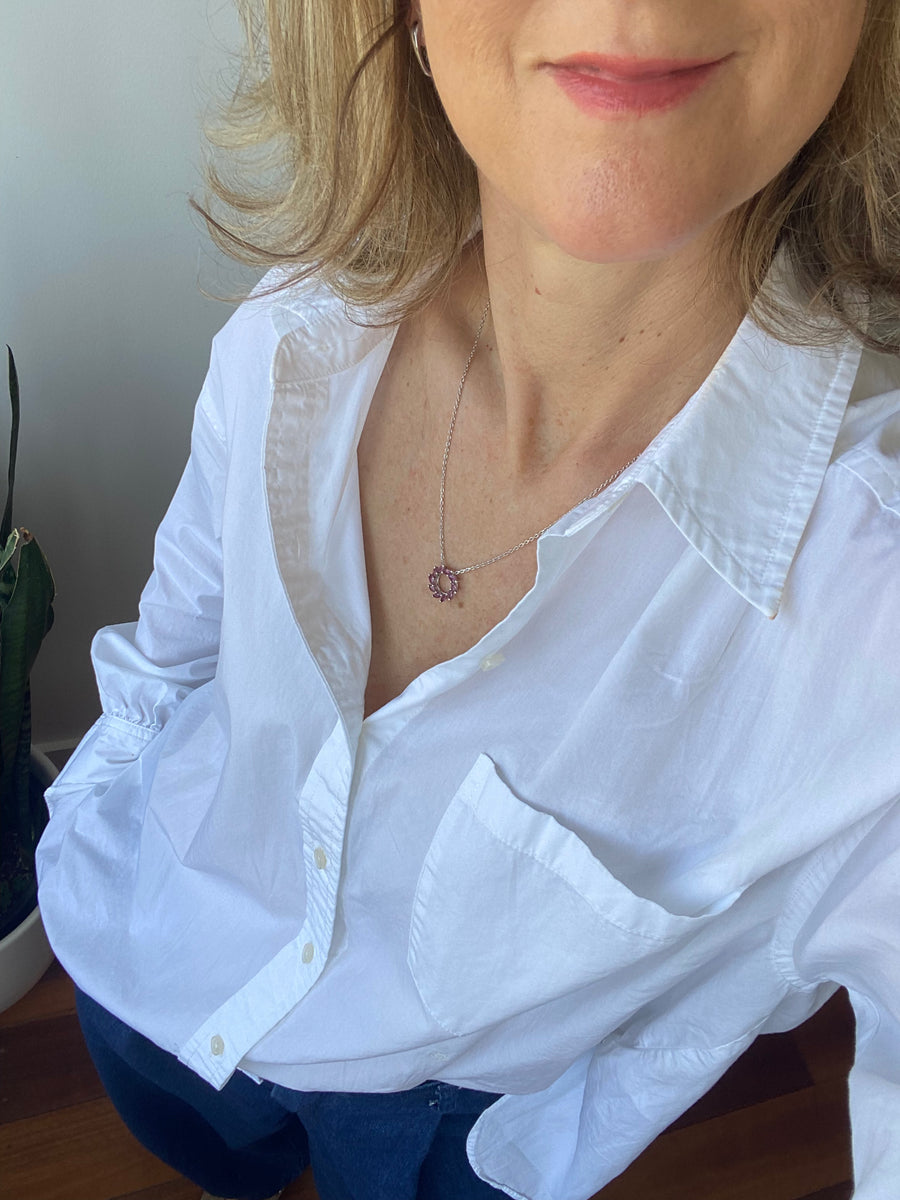 SALLY - Pink Sapphire 18ct White Gold Pendant - CIRCLE Collection