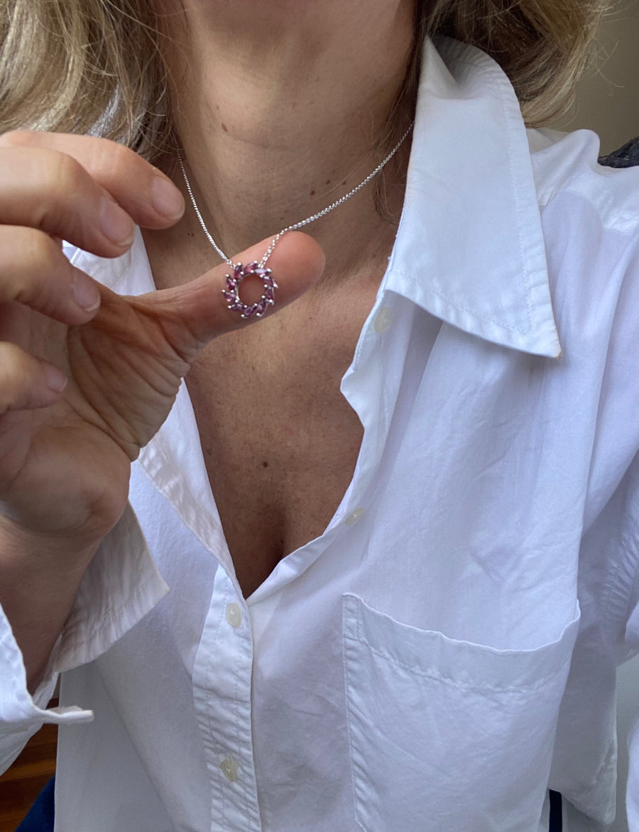 SALLY - Pink Sapphire 18ct White Gold Pendant - CIRCLE Collection
