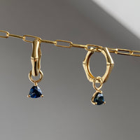 Sapphire Yellow Gold Earrings  (Charm Attachment & Huggie Earring)