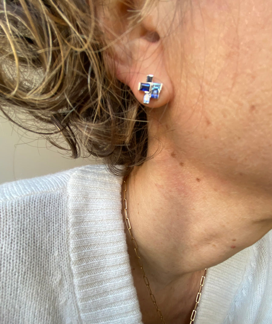 MULTISTONE Geometrisch Sapphire earrings