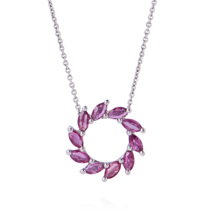 SALLY - Pink Sapphire 18ct White Gold Pendant - CIRCLE Collection