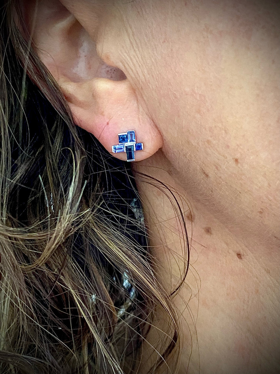 MULTISTONE Geometrisch Sapphire earrings