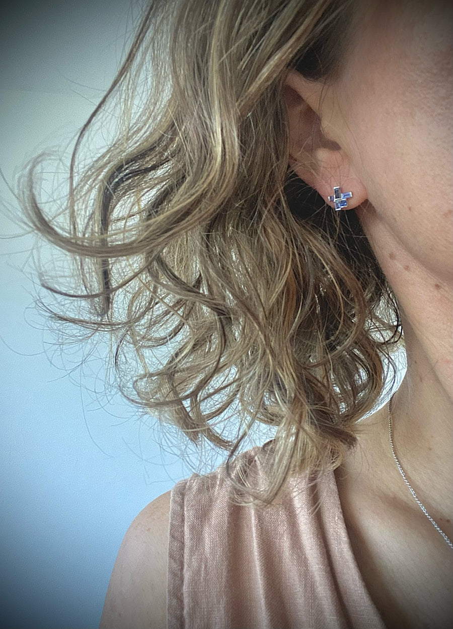 MULTISTONE Geometrisch Sapphire earrings