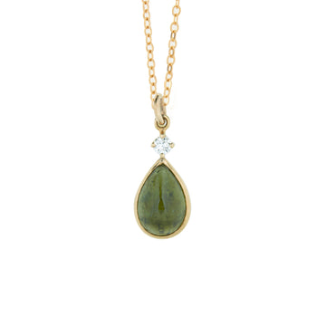 SMILEY GREEN Cabochon Tourmaline and Diamond pendant